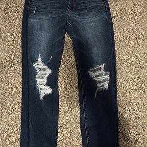 American Eagle Outfitters Dark Blue Distressed Boyfriend Jeans